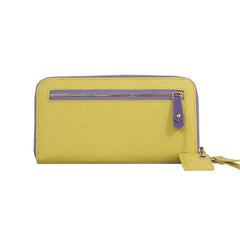 Layla Leather Wallet- Plum/Canary Yellow