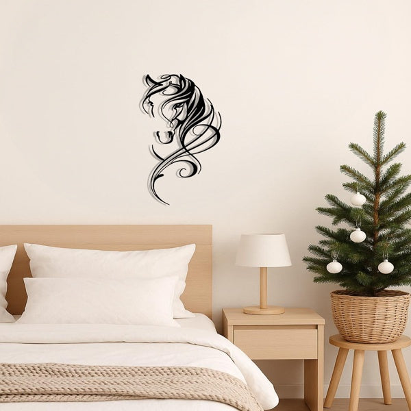 Modern Abstract Horse Metal Wall Art  Vintage Industrial Wall Decor For Farmhouse, Boho & Minimalist Homes - Unique Hanging Art For Living Room, Bedroom, Office & Bar - Trendy Room Decor, Housewarmi