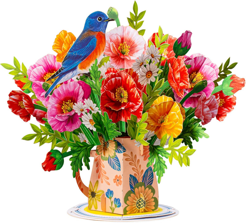 Poppy Blooms Pop Up Flower Bouquet Card