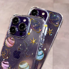 Bling Glitter Planet Stars Clear iPhone Case