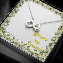 Double Hearts with Yellow Daisy Background Design "You are my Sunshine."