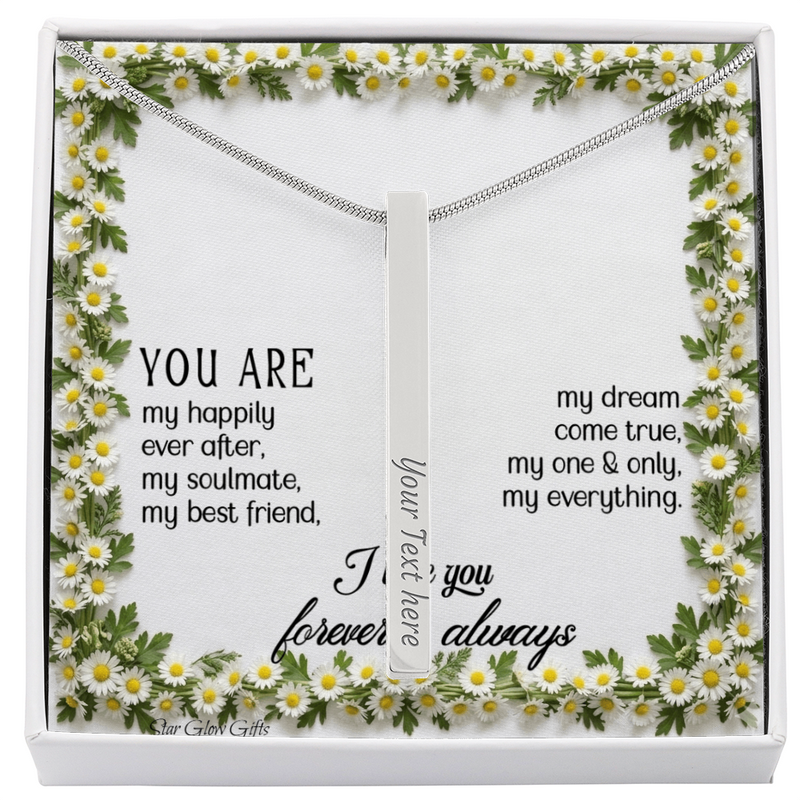 Engraved 4-Sided Stick Necklace with Personalized Message