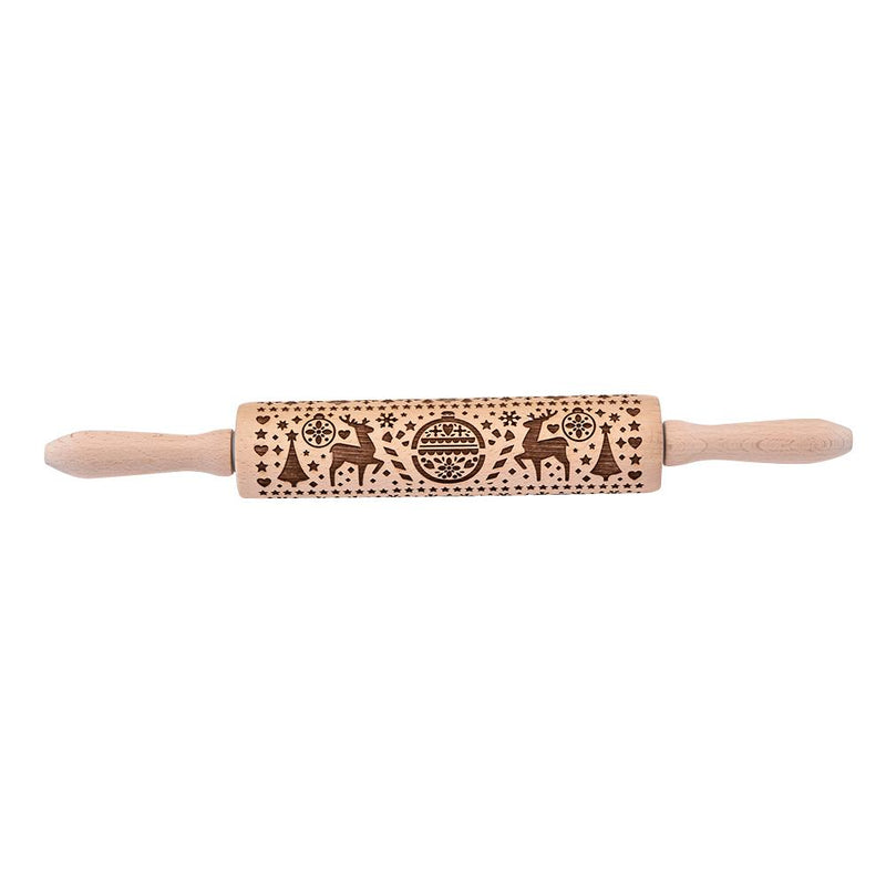 Christmas Laser Engraved Beech Rolling Pin Tool
